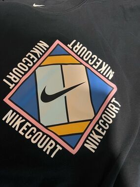 Nike Black Crewneck Tee with White Swoosh Interior Print court basketball